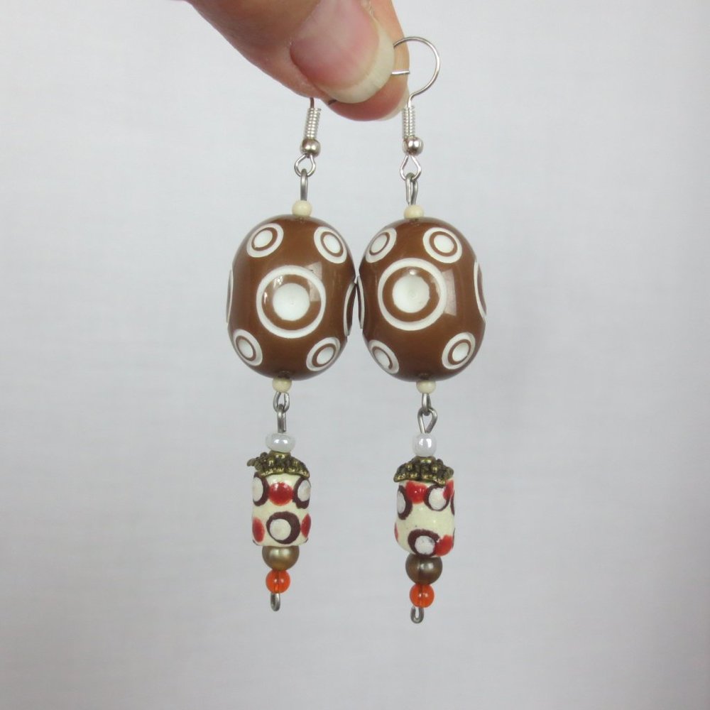 New Groovy 60s Look Hand Crafted Dangle Earrings